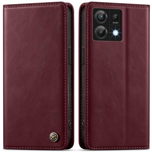 GUCASBE Handyhülle für Xiaomi Redmi Note 13 Pro 5G Hülle Premium Lederhülle Klappbar RFID Schutzhülle Magnet Kartenfach Standfunktion Klapphülle Handytasche für Redmi Note 13 Pro 5G Case - Weinrot von GUCASBE