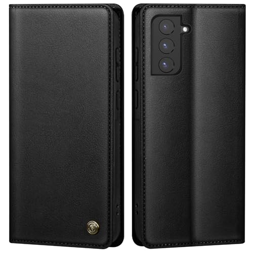 Handyhülle für Samsung Galaxy S22 Hülle Schutzhülle für Galaxy S22 Premium PU Lederhülle Wallet Flip Case Tasche Magnet Kartenfach Standfunktion Klappbar für Samsung S22 Hülle, Schwarz von GUCASBE