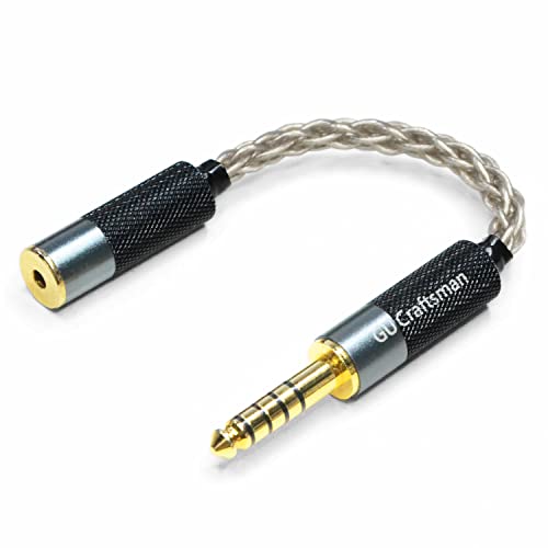 GUCraftsman 4,4mm Balance Stecker auf 2,5mm Balance Buchse, Adapter für Kopfhörer, 6N Einkristall Silber Kopfhöreranschluss Konvertierungskabel von GUCraftsman