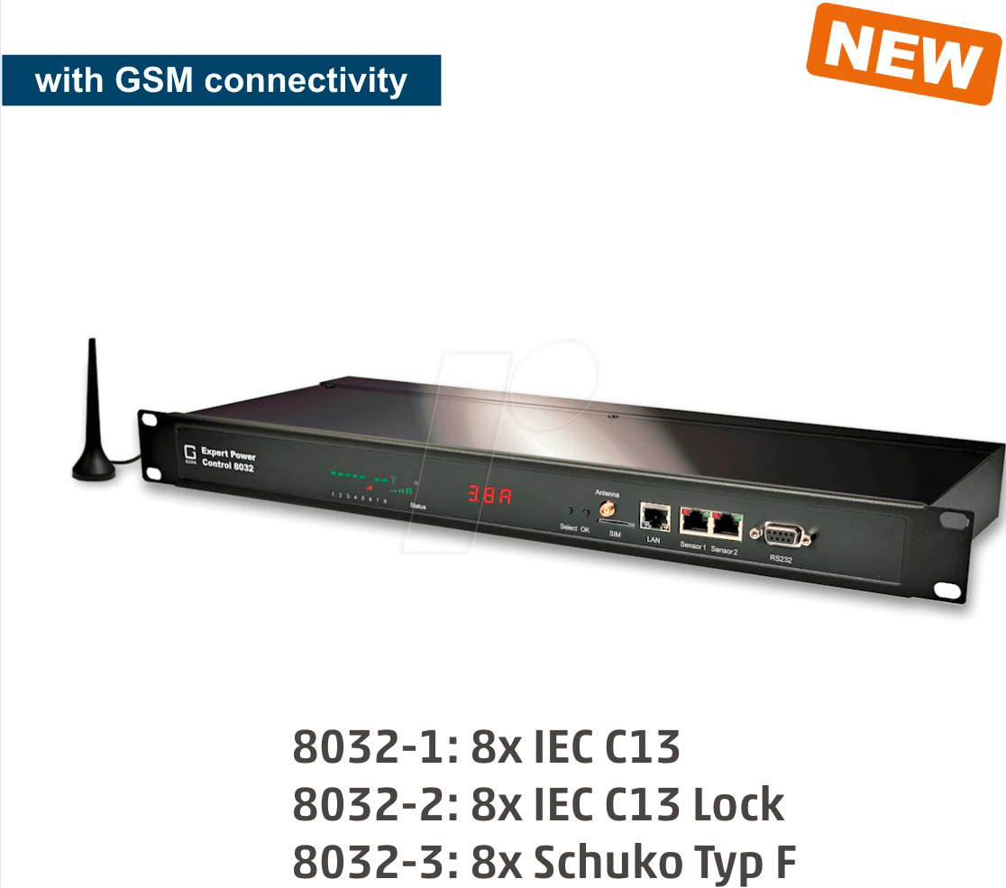 GUDE 8032-2 - PDU, 8 x IEC C13 Lock, GSM von GUDE