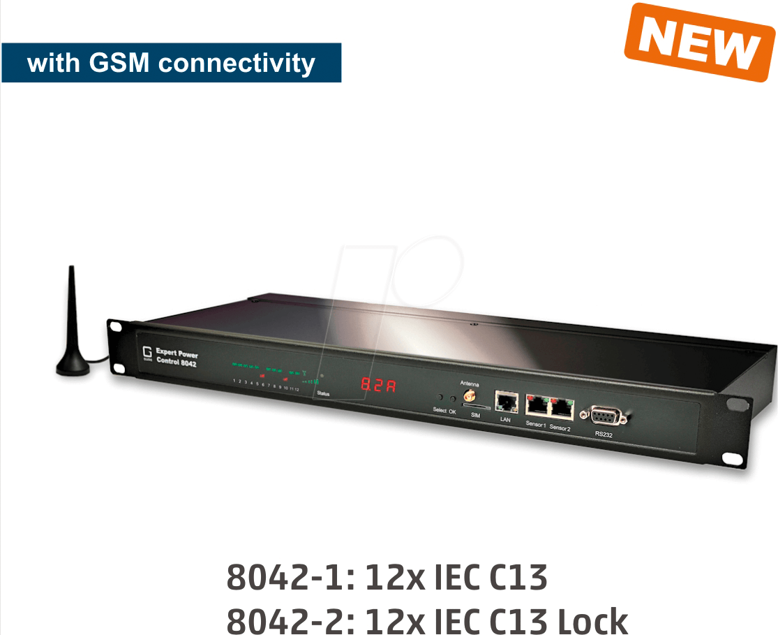 GUDE 8042-2 - PDU, 12 x IEC C13 Lock, GSM von GUDE