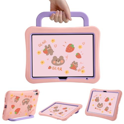 Kinder-Schutzhülle für iPad (A16) 11. Generation 2025, iPad 10. Generation 27,7 cm (11 Zoll) 2022, langlebig, stoßfest, leicht, kinderfreundlich, für iPad 10. / 11. (Pink-Bär) von GUDOU