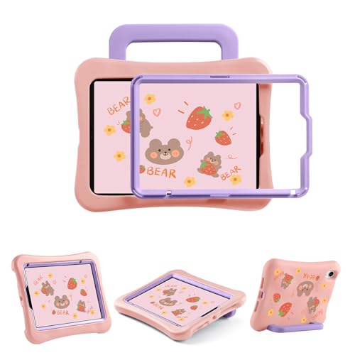 Kinder-Schutzhülle für iPad Mini 7 (A17 Pro) 2024 & iPad Mini 6 (A15) 2021, langlebig, stoßfest, kinderfreundlich, für iPad Mini 6. / 7. Generation, 21,1 cm (8,3 Zoll), Rosa Bär von GUDOU