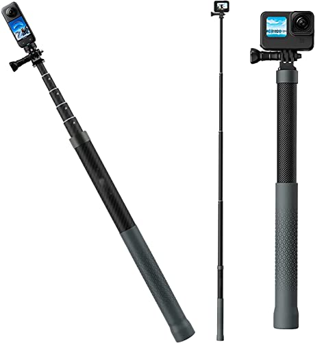 Unsichtbarer Selfie -Stick -Pole -Monopod 120 cm/47,2 Zoll kompatibel mit Gopro 12/11/10/9/8/max/7/5/5 ， Insta 360 EIN R/Rs x2/x3, Osmo Action 2/3, Carbonfaser -Leichtweigh von GUEDIEO