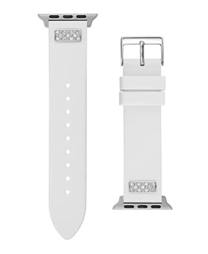 GUESS Damen-Smartwatch-Armband, kompatibel mit Apple Watch (38-40 mm), Weiß/Bling, 22 mm, Modern von GUESS