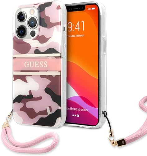 GUESS GUHCP13SKCABPI Hülle für iPhone 13 Mini 5,4" rosa Camo Strap Collection von GUESS