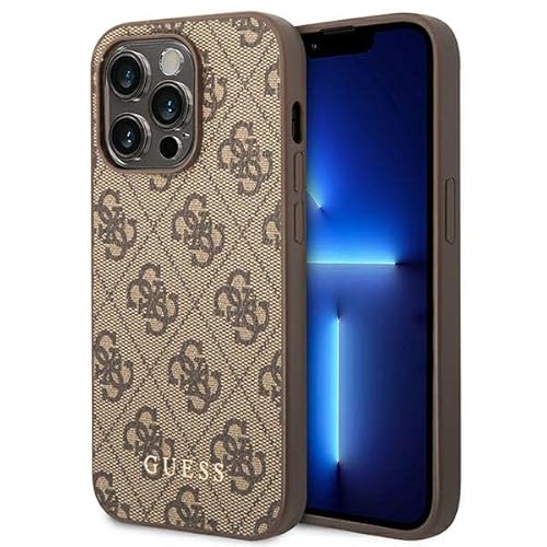 Guess GUHCP14LG4GFBR Hülle für iPhone 14 Pro 6,1" braun Hard case 4G Metal Gold Logo von GUESS