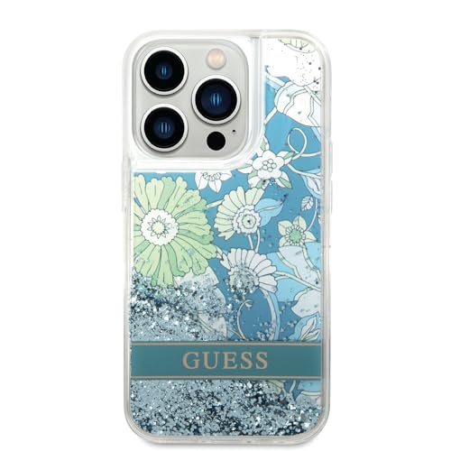 Guess GUHCP14XLFLSN Hülle für iPhone 14 Pro Max 6,7" grün hardcase Flower Liquid Glitter Guess GUHCP14XLFLSN Hülle für iPhone 14 Pro Max 6,7" grün hardcase Flower Liquid Glitter von GUESS