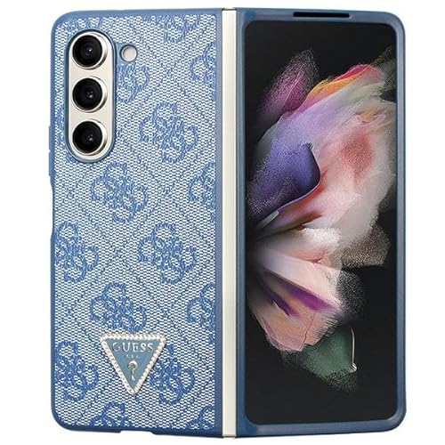 GUESS GUHCZFD5P4TDPB F946 Hülle für Z Fold5 Blau hardcase Leather 4G Triangle Strass von GUESS