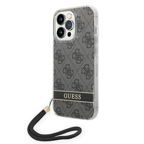 GUESS GUOHCP14XH4STK Hülle für iPhone 14 Pro Max 6,7" schwarz/Black hardcase 4G Print Strap von GUESS