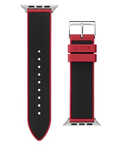 GUESS Herren-Smartwatch-Armband kompatibel mit Apple Watch (42 mm - 44 mm), schwarz/red, Einheitsgröße, Modern von GUESS