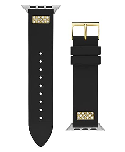 GUESS Herren-Smartwatch-Armband kompatibel mit Apple Watch (42 mm - 44 mm), Schwarz/Bling, Modern von GUESS
