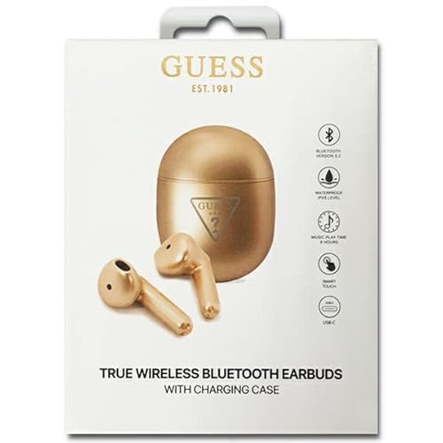 GUESS Bluetooth-Kopfhörer GUTWST82TRD TWS + Dockingstation mit Gold-Dreieck-Logo von GUESS