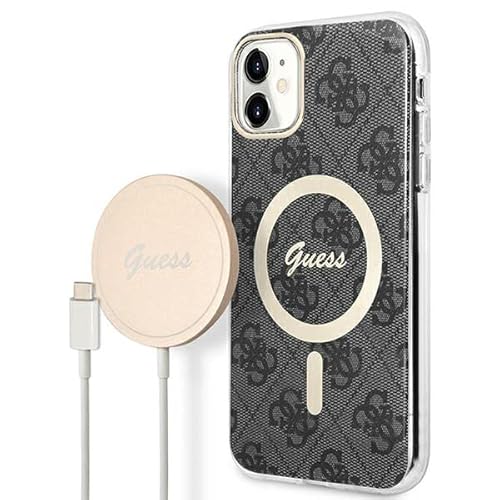 Guess Bündeln GUBPN61H4EACSK Case+Charger iPhone 11 6,1" Schwarz Hard case 4G Print von GUESS