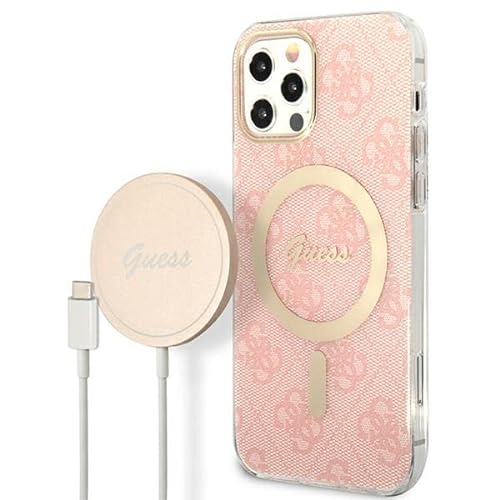 Guess Bündeln GUBPP12MH4EACSP Hülle und Ladegerät iPhone 12/12 Pro rosa Hard case 4G Print von GUESS