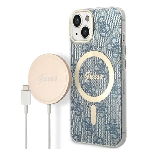 Guess Bündeln GUBPP14MH4EACSB Hülle und Ladegerät iPhone 14 Plus 6,7" blau Hard case 4G Print von GUESS