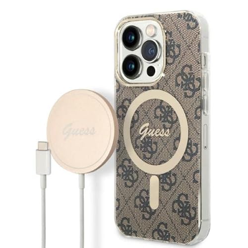 Guess Bündeln GUBPP14XH4EACSW Hülle und Ladegerät iPhone 14 Pro Max 6,7" braun Hard case 4G Print von GUESS