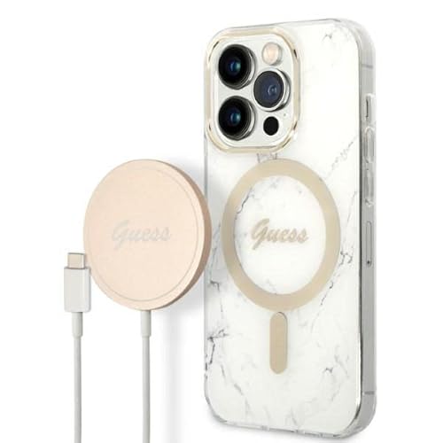 Guess Bündeln GUBPP14XHMEACSH Hülle und Ladegerät iPhone 14 Pro Max 6,7" Weiß Hard case Marble von GUESS