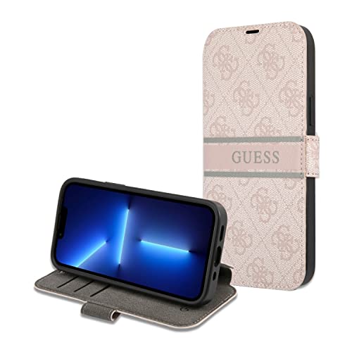 Guess GUBKP13S4GDPI Book Case 4G Stripe Hülle für iPhone 13 Mini, Rosa, Pink, Pink von GUESS