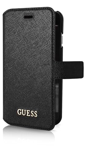 Guess GUFLBKP6TBK Tori Collection Booktype Schutzhülle mit rotem PU Kartenfach und Metall Logo für Apple iPhone 6/6S 11,9 cm (4,7 Zoll) schwarz von Guess