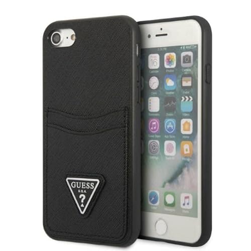 Guess GUHCI8PSATPK Hülle für iPhone 7/8 SE 2020 / SE 2022 hardcase Schwarz hardcase Saffiano Triangle Logo Cardslot von GUESS