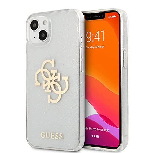 Guess GUHCP13SPCUGL4GTR Hülle für iPhone 13 Mini 5,4" transparent Glitter 4G Big Logo Rot von GUESS