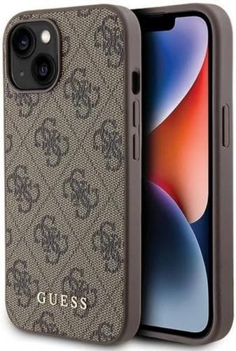 Guess GUHCP15LG4GFBR Hülle für iPhone 15 Pro 6.1" braun Hard case 4G Metal Gold Logo von GUESS