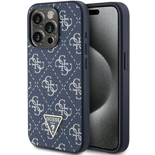 Guess GUHCP15LPG4GPB Hülle für iPhone 15 Pro 6.1" Blau hardcase 4G Triangle Metal Logo von GUESS