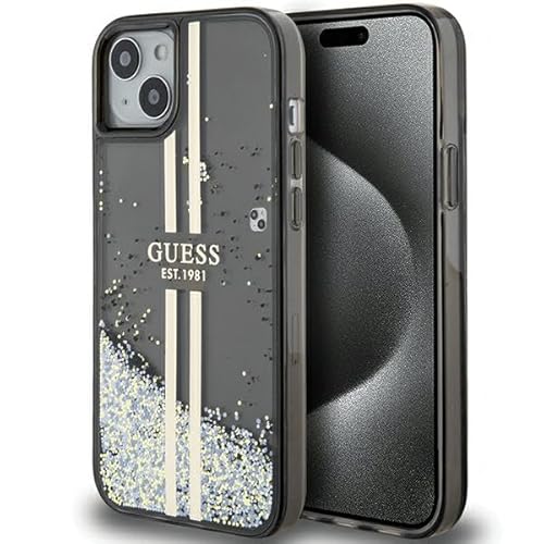 Guess GUHCP15MLFCSEGK Hülle für iPhone 15 Plus / 14 Plus 6.7" Schwarz hardcase Liquid Glitter Gold Stripes Guess GUHCP15MLFCSEGK Hülle für iPhone 15 Plus / 14 Plus 6.7" Schwarz hardcase Liquid Glitter Gold Stripes von GUESS