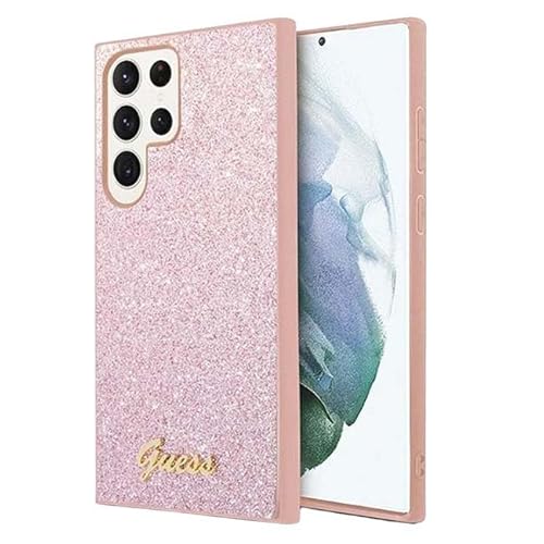 Guess GUHCS24LHGGSHP Hülle für S24 Ultra S928 Rosa hardcase Glitter Script von GUESS