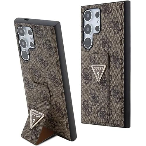 Guess GUHCS24LPGS4TDW Hülle Für S24 Ultra S928 braun hardcase Grip Stand 4G Triangle Strass von GUESS