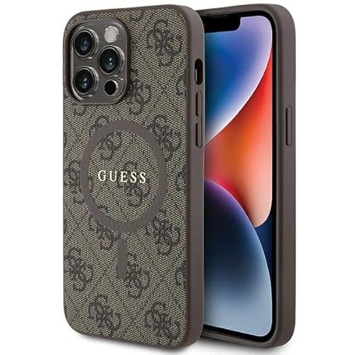 Guess GUHMP15LG4GFRW Hülle für iPhone 15 Pro 6.1" braun hardcase 4G Collection Leather Metal Logo von GUESS