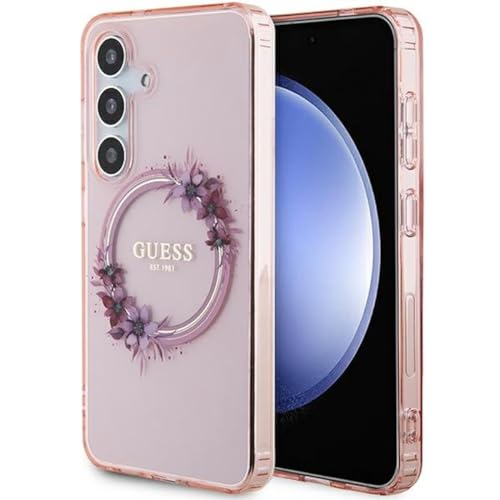 Guess GUHMS24SHFWFCP Hülle für S24 S921 Rosa hardcase IML Flowers Wreath von GUESS