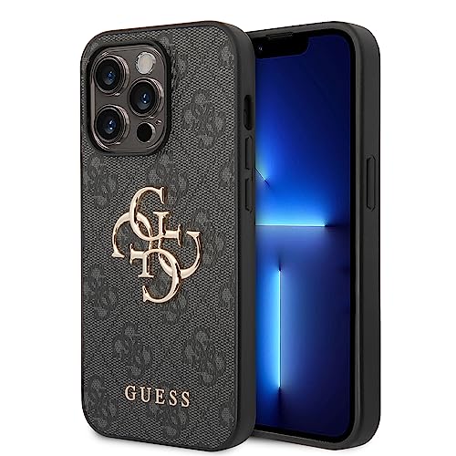 Guess Golden Logo kompatibel mit iPhone 14 Pro Hülle - Grau, schwarz, GUHCP14L4GMGGR von GUESS