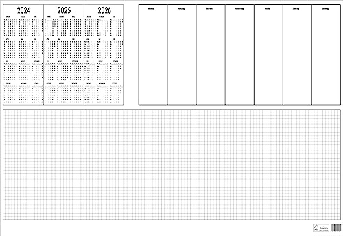 Kalender-Schreibunterlage, 50Blatt, mit Kalender, 600mm breit, weiß von GÜSS
