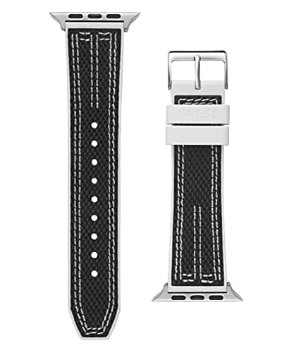 Schwarzes und weißes gewebtes 42-45 mm Armband für Apple Watch, schwarz/gunmetal, Einheitsgröße, Modern von GUESS