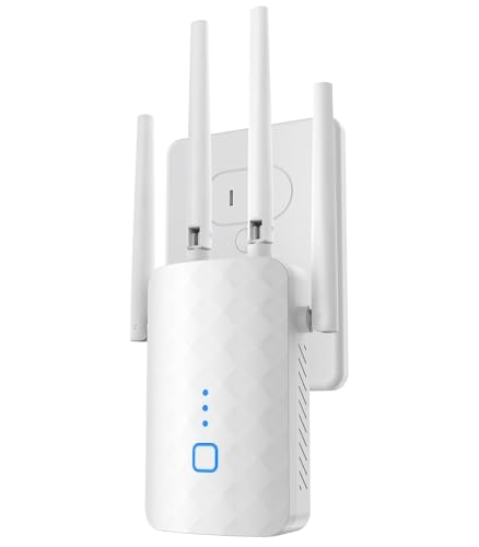 WLAN Verstärker, 1200Mbit/s Wlan Repeater mit 4*180° Schwenkbare Antenne Dualband 2,4GHz+5GHz WiFi Repeater mit WPS | 1200 Mbit/s | Mit LAN/WAN Port| Einfache Einrichtung | Kompatibel 99% WLAN Geräten von GUHUASHI