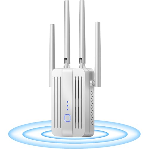 WLAN Verstärker 1200Mbit/s WLAN Repeater,Dualband 5GHz & 2.4GHz WiFi Repeater mit WPS | 1200 Mbit/s | Mit LAN/WAN Port| Einfache Einrichtung | Kompatibel Allen WiFi Geräten von GUHUASHI