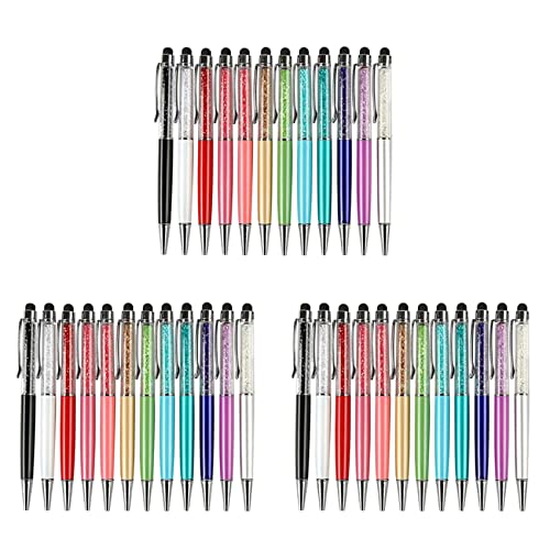 36 Stück Bling Bling 2-in-1 Slim Crystal Diamond Stylus Pen und Tinten-Kugelschreiber (12 Farben) von GUIJIALY