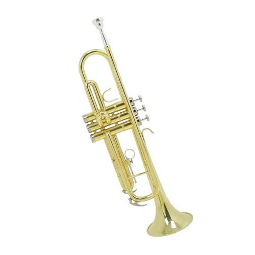 Blechblasinstrument Trompete B-Blech-Blechtrompete Box Anfänger Üben Professionell Spielen Dreiton-Trompete(Color:Gold) von GUIXNYUNQ