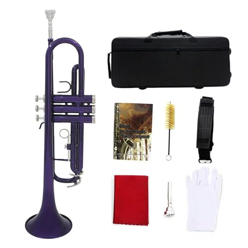 Trompete Bb Flache Messing Instrument Große Kaliber Horn Trompete Mit Box Mundstück Musikinstrument Zubehör(Color:2) von GUIXNYUNQ