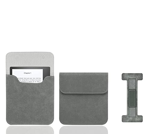 Für Kindle Oasis (9. Generation, Version 2017) (Modellnummer CW24WI) - für 17,8 cm (7 Zoll) Sleeve Tasche - inklusive grauer Litschi-Muster Handschlaufe, grau von GUKSRASO