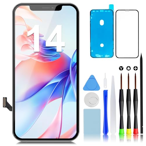 GULEEK Display für iPhone 14 LCD Ersatz Bildschirm, 6,1" Vormontiert Touchscreen Schwarz mit Front Komplettes Glas und Werkzeug von GULEEK