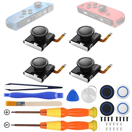 GULIkit Joycon Joystick Hall Effekt Sensor Switch Joystick 4 Stück, No Drift Joy Con Controller Joystick für Switch/Switch OLED/Switch Lite, Low-Power Links/Rechts Joystick mit Reparaturwerkzeug von GULIkit