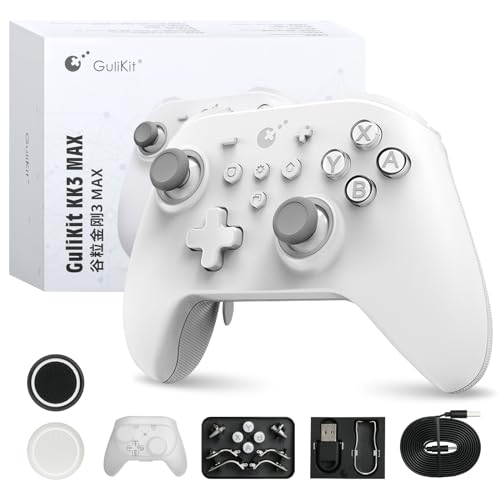 GULIkit KK3 MAX Bluetooth Controller mit RGB-Licht, Magnetschwebe Vibrationsmotor, Hall Joysticks und Trigger, 1000Hz Frequenzgang, 4 Rückseite Tasten für PC/Switch/Steam/Android/iOS/MacOS von GULIkit