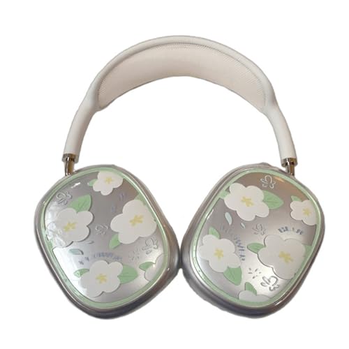 GULVQYF Cute morning glory Schutzhülle für AirPods Max Kopfhörer, transparent, weiche TPU-Haut, kratzfest, transparent, Zubehör, Ultra-Schutzhülle für AirPods Max (weiß) von GULVQYF