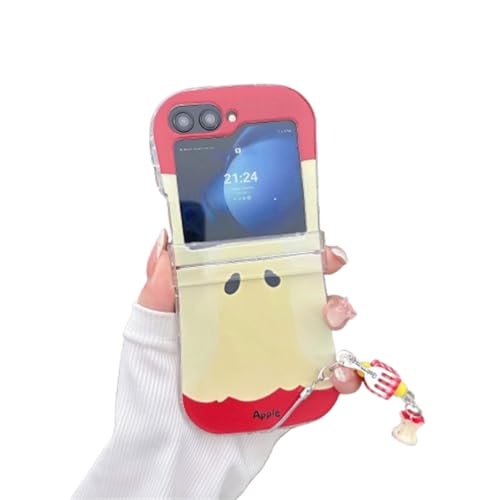 GULVQYF Lustige Schutzhülle für Galaxy Z Flip 5/6, niedliches, kreatives Muster, faltbare Schutzhülle mit Handgelenkkette, stoßfeste Schutzhülle für Mädchen und Jungen (Z Flip 6, Rot) von GULVQYF