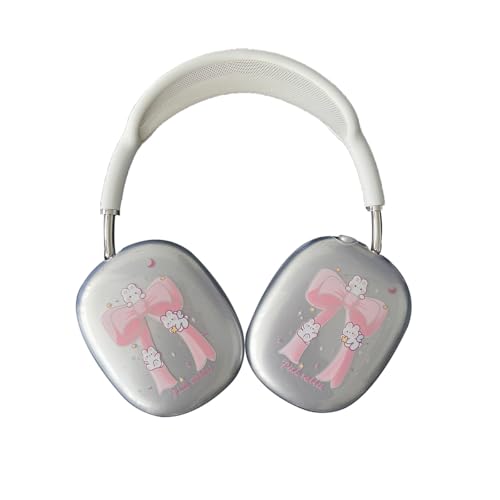 GULVQYF Niedliche Schutzhülle für AirPods Max, niedliches Cartoon-Hase mit buntem Meteor-Muster, für Jungen und Mädchen, transparente, kratzfeste Hülle für AirPod Max Kopfhörer (Schleife) von GULVQYF