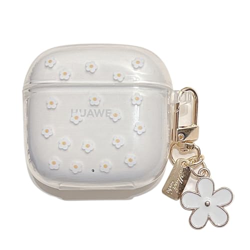 GULVQYF Schutzhülle für Huawei Freebuds SE 3/2, transparent, stoßfest, vollständiger Schutz für Kopfhörer mit Haken, weiche Schale für Damen und Mädchen (weiß) von GULVQYF