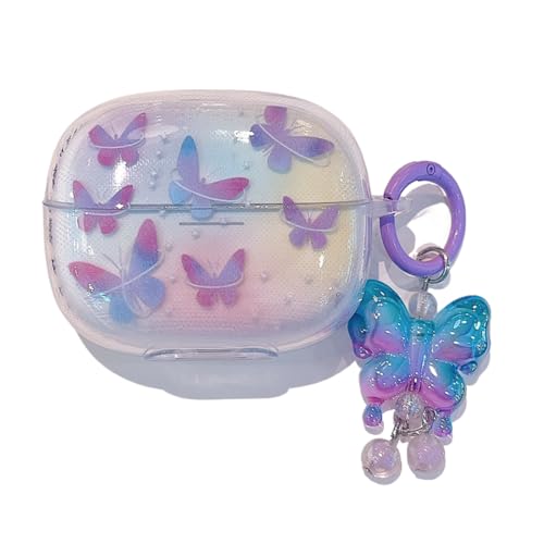 GULVQYF Schutzhülle für Redmi Buds 6 Pro, transparente Cartoon-Kopfhörer-Schutzhülle mit Haken, weiche TPU-Schale für Mädchen und Jungen (Schmetterling) von GULVQYF